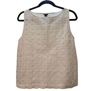 Ann Taylor Cream Textured Sleeveless Top – Elegant Workwear Blouse